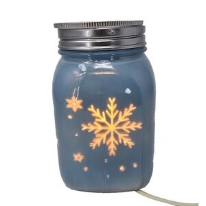 Scentsy Home "Winter Frost"  Electric Wax Warmer - Blue Mason Jar w/Snowflakes